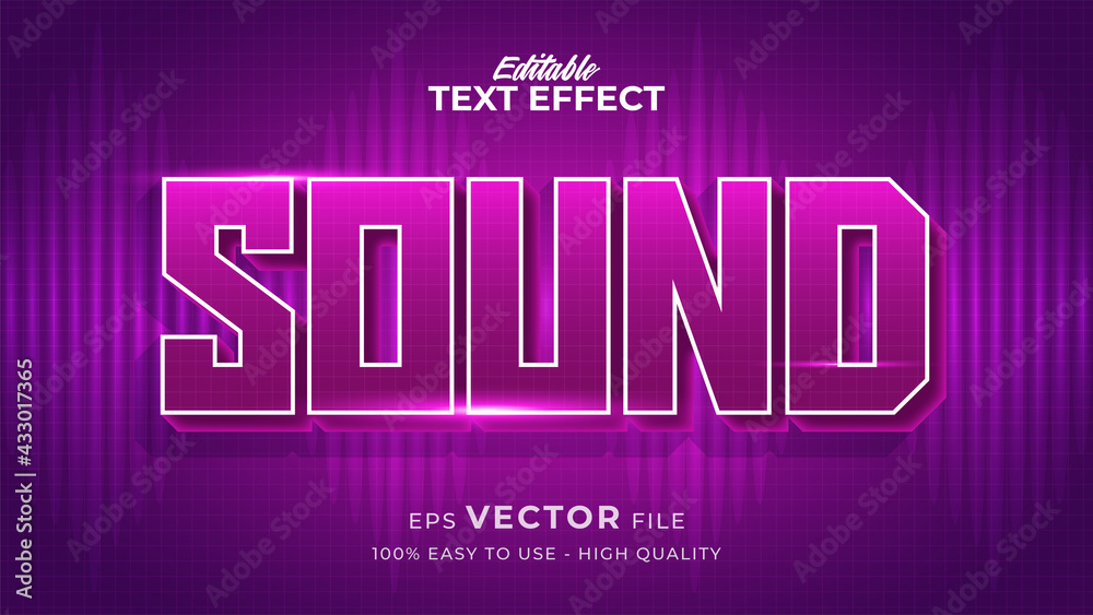 Editable text style effect - Sound Tech Retro text style theme
