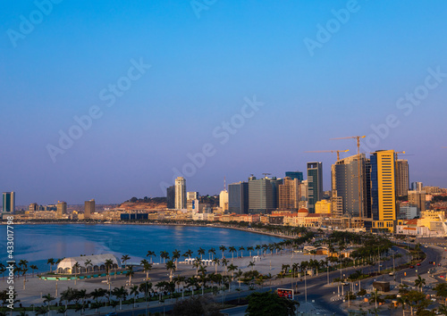View over the new Marginal promenade called avenida 4 de fevereiro, Luanda Province, Luanda, Angola