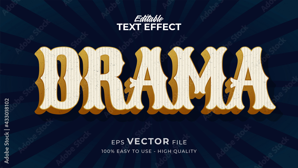 Editable text style effect - Retro Drama text style theme