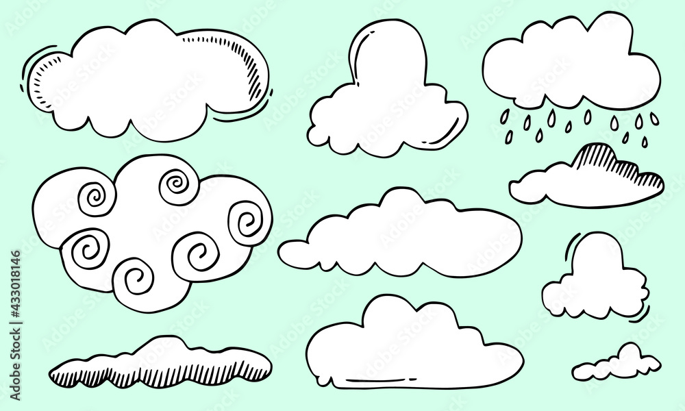 Fototapeta premium Hand drawn weather collection. Flat style vector illustration on gray background.