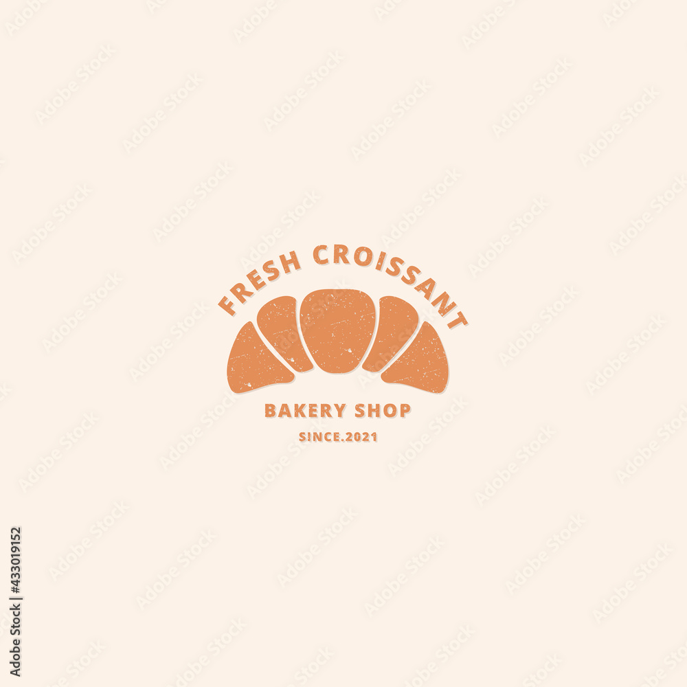 Croissant bakery logo template. Vintage logotype vector illustration.
