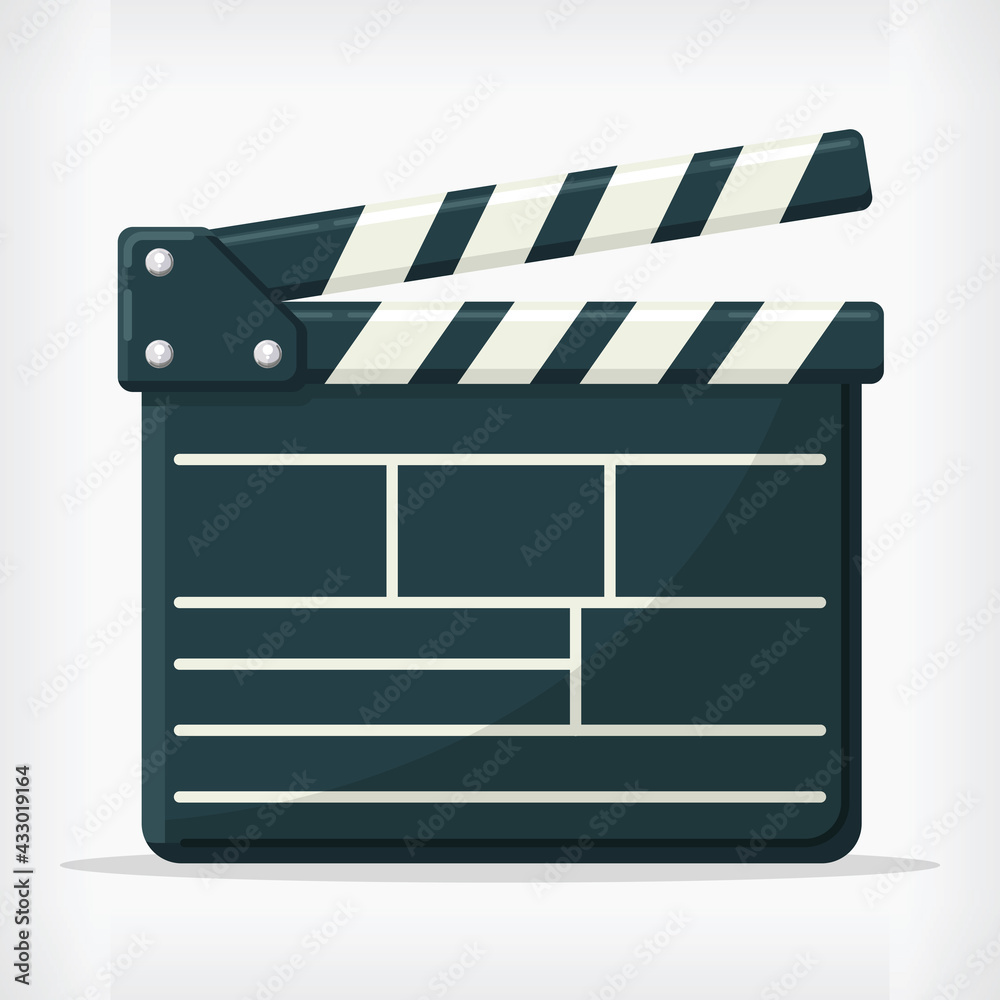 Fototapeta premium Flat Film Director Clapperboard Cinema Design Style Movie Drawing