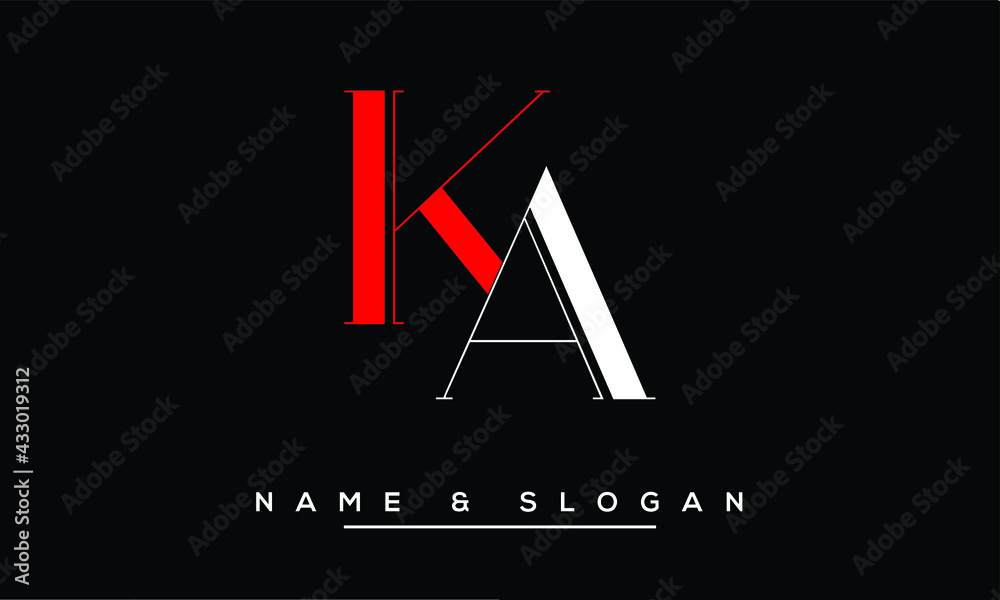 AK, KA, A, K  Abstract Letters Logo Monogram - obrazy, fototapety, plakaty 