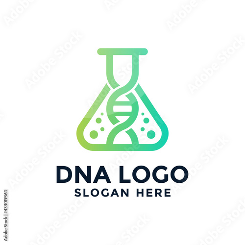 DNA lab logo template design. Vector illustration