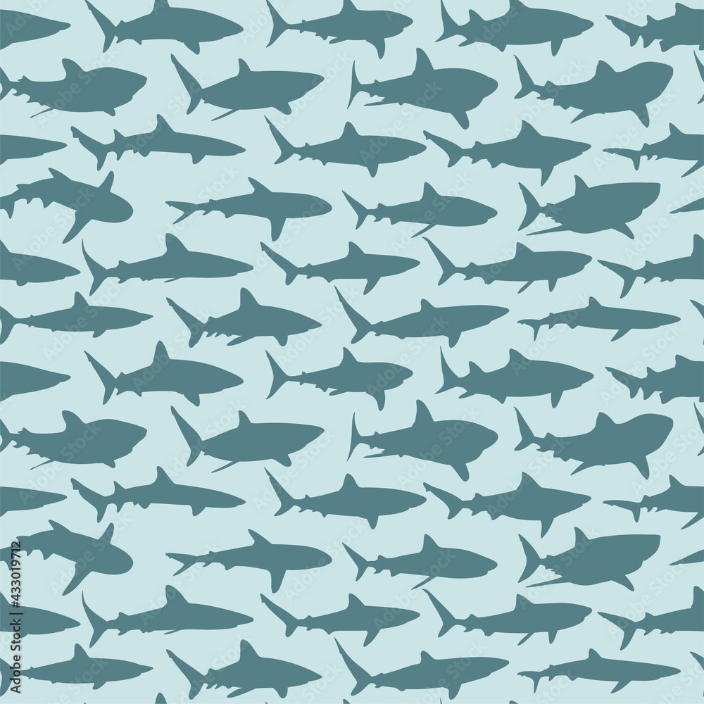 The seamless blue background with sharks. The seamless blue background with sharks.