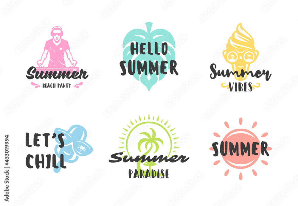 Summer holidays typography inspirational quotes design for posters or apparels set