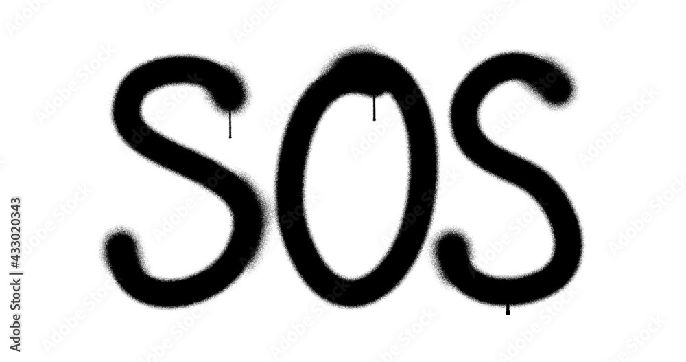 Sos spray painted inscription isolated