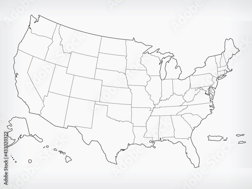 USA Map United States Blank Outline Doodle Isolated Vector Drawing