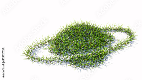 Concept or conceptual green summer lawn grass symbol shape isolated white background, internet icon. 3d illustration metaphor for communication, technology, network, connection, travel and business