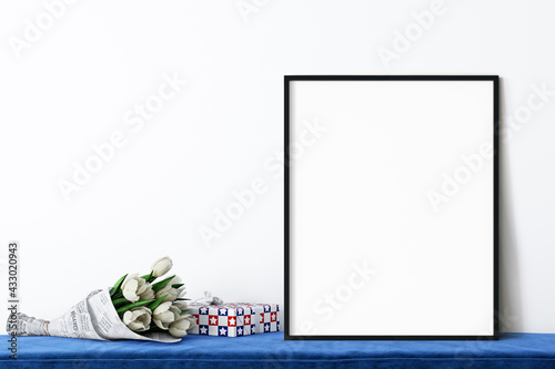 Frame-mock up Independenc Day, 3d rendering photo