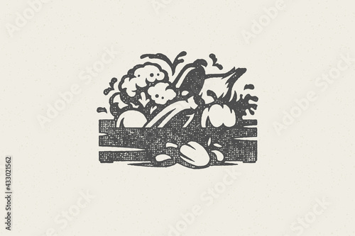 Bunch of various natural fresh vegetables silhouettes for grocery and food farmers market