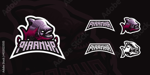 Piranha Fish Mascot Logo Premium