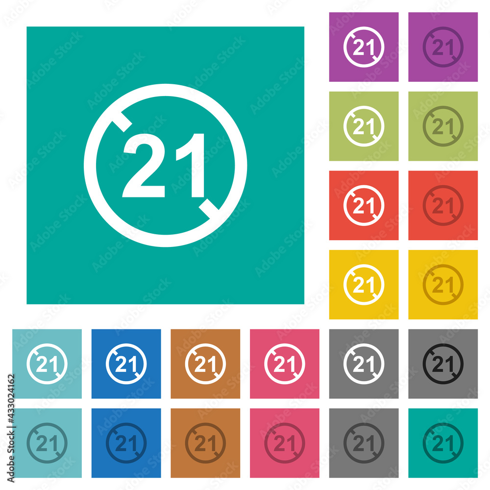 Not allowed under 21 square flat multi colored icons Not allowed under 21 square flat multi colored icons