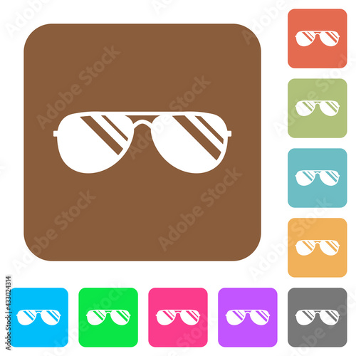 Aviator sunglasses with glosses rounded square flat icons photo