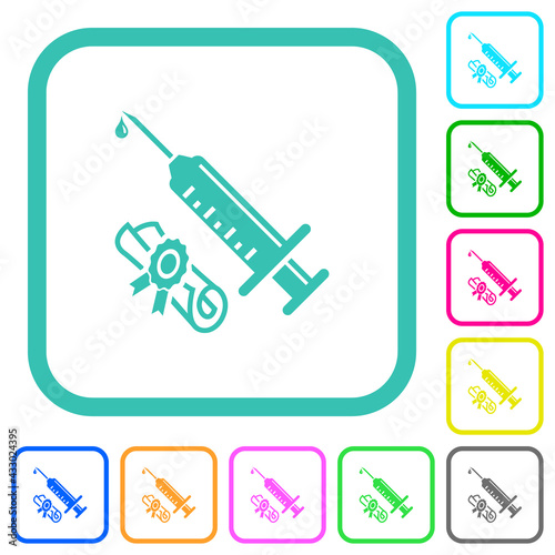 Certified vaccine vivid colored flat icons