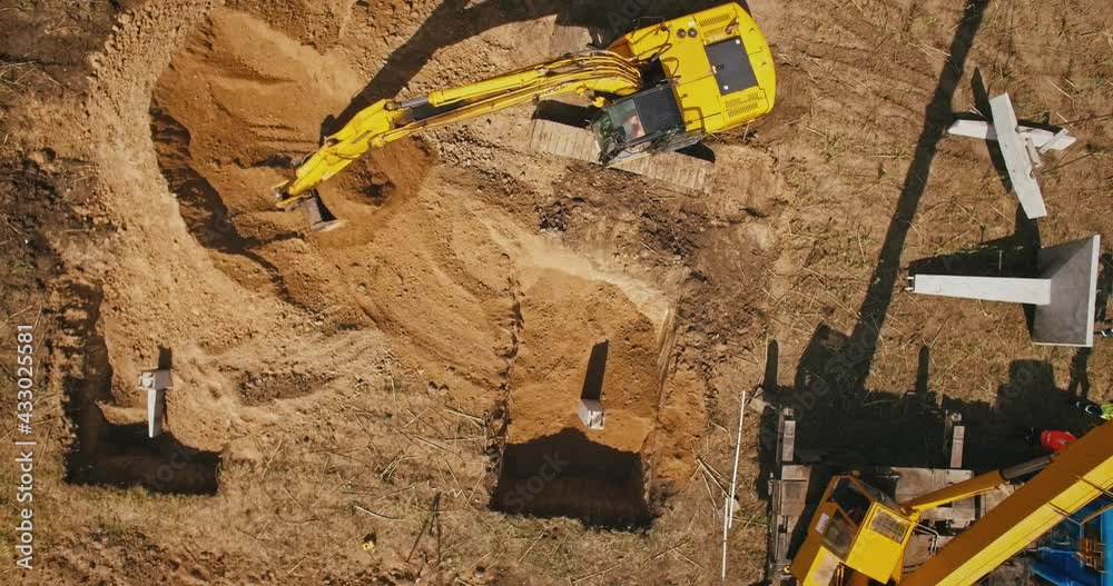 laying the foundation of an excavator with a quadcopter