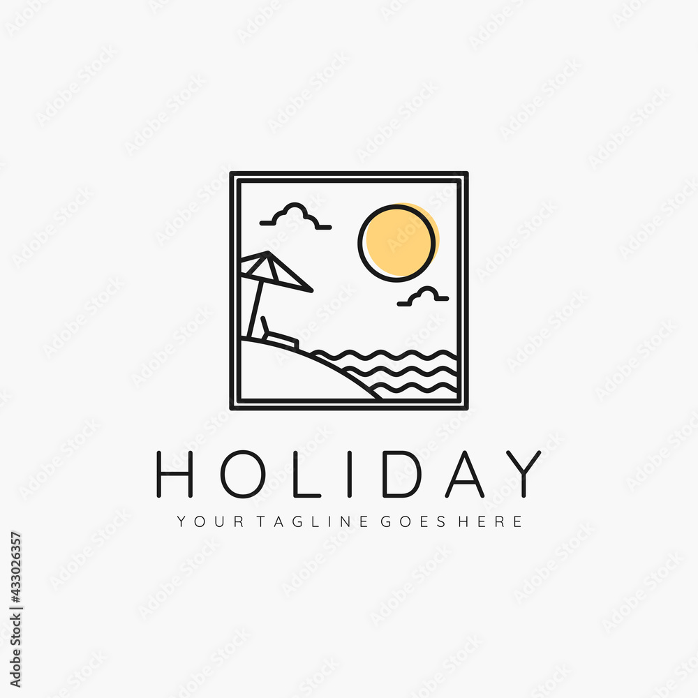 Holiday line art minimalist logo vector illustration design