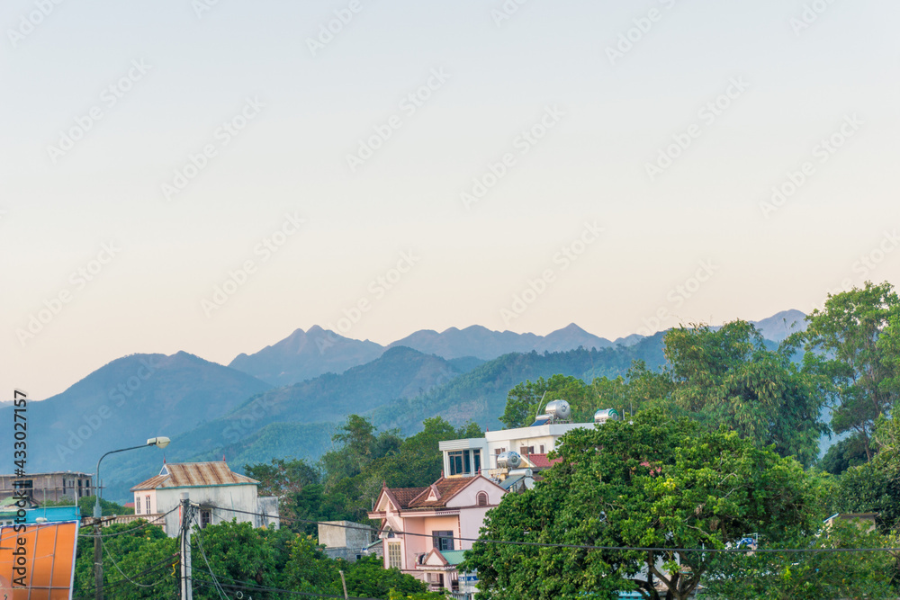 houses in the hills, the northern countryside of Vietnam among the mountains and forests