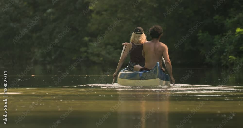 Canoeing in a lush summer landscape Canoeing in a lush summer landscape