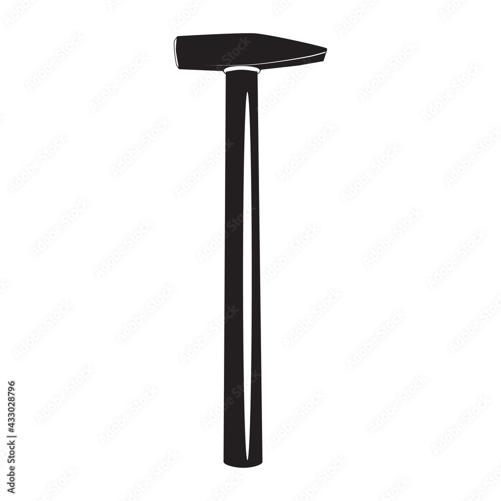 Hammer black silhouette, hand work tool. Mini sledge hammer, vector. Hammer black silhouette, hand work tool. Mini sledge hammer, vector.