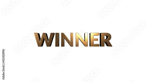 Word winner in 3D style. Cartoon style 3D and glossy winner text. Green winner text in 3D. Design text for game