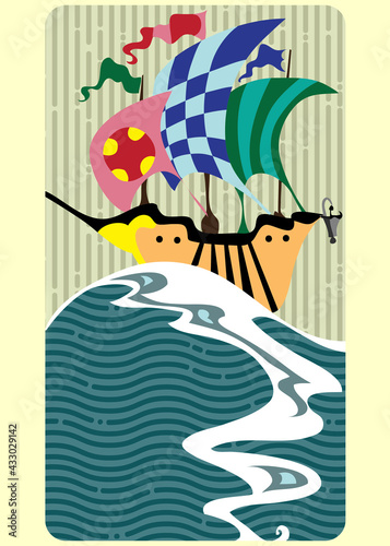 Wallpaper Mural children card of sail ship Torontodigital.ca