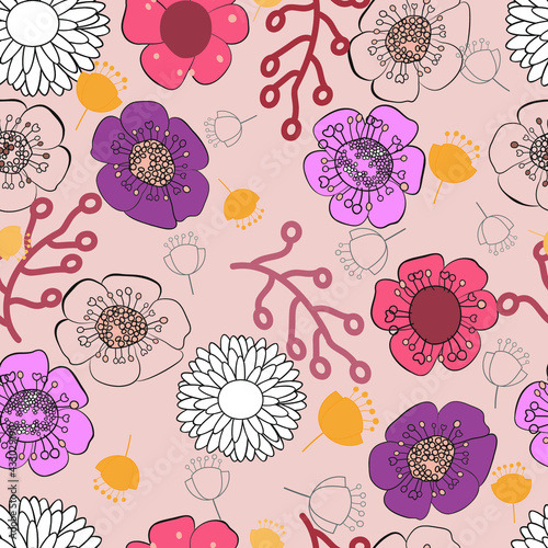 Seamless floral pattern. Vector illustration of a seamless floral pattern.
