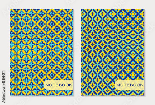 Notebook cover designs. Vector set.