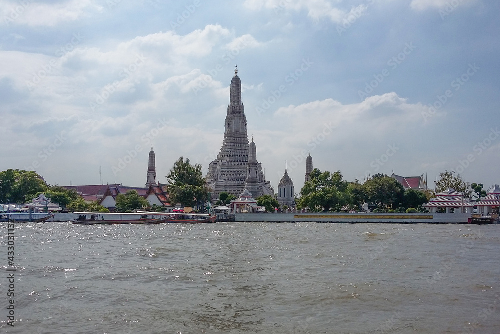  On the river sail ships with tourists on board