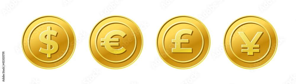 Obraz premium Dollar, euro, pound and yen currency symbols
