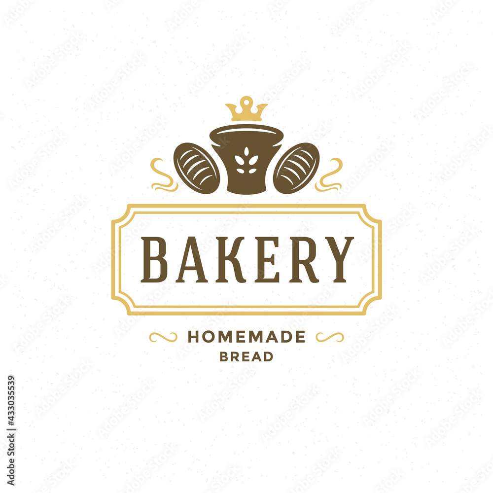 Obraz premium Bakery badge or label retro vector illustration. Bread or loaf silhouette for bakehouse.
