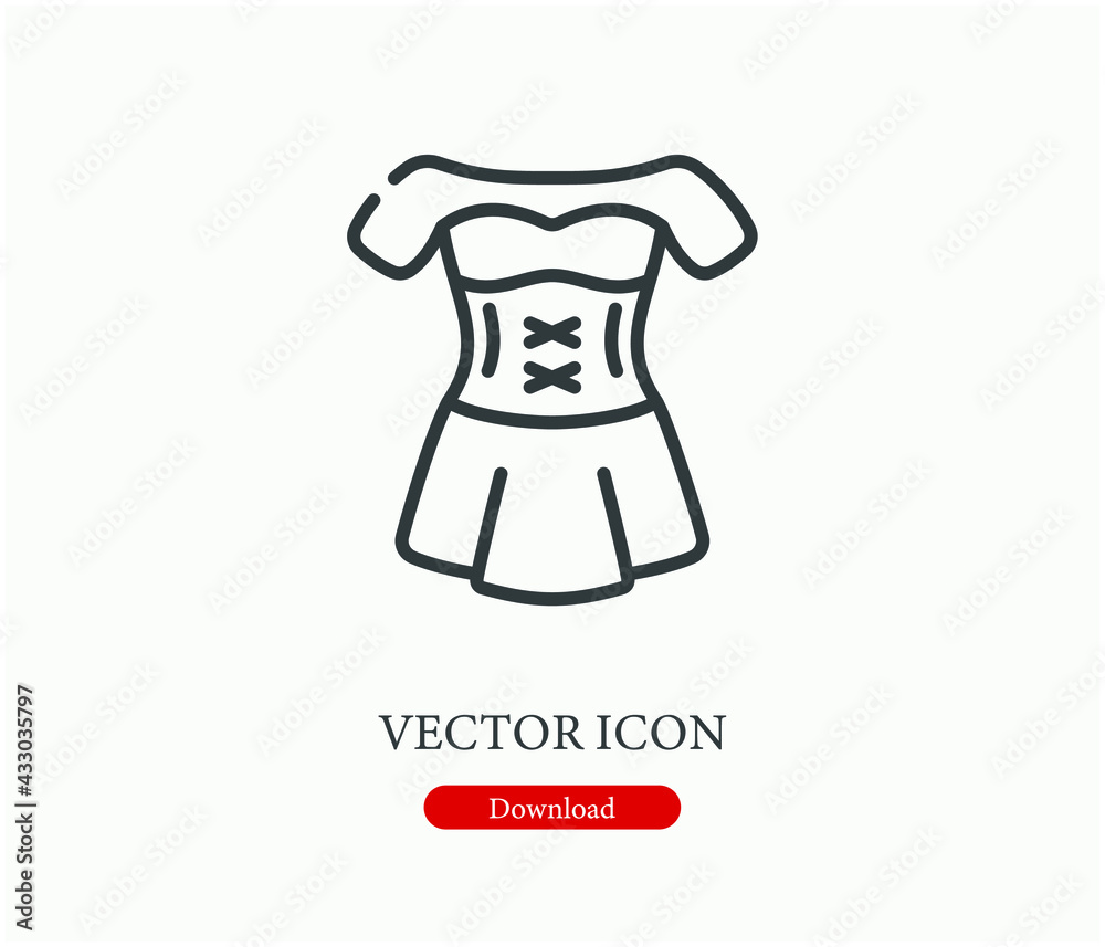 Dirndl vector icon.  Editable stroke. Symbol in Line Art Style for Design, Presentation, Website or Apps Elements, Logo. Pixel vector graphics - Vector