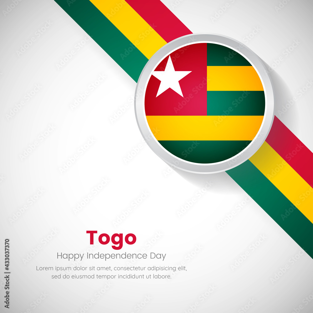 Obraz premium Creative Togo national flag on circle. Independence day of Togo country with classic background
