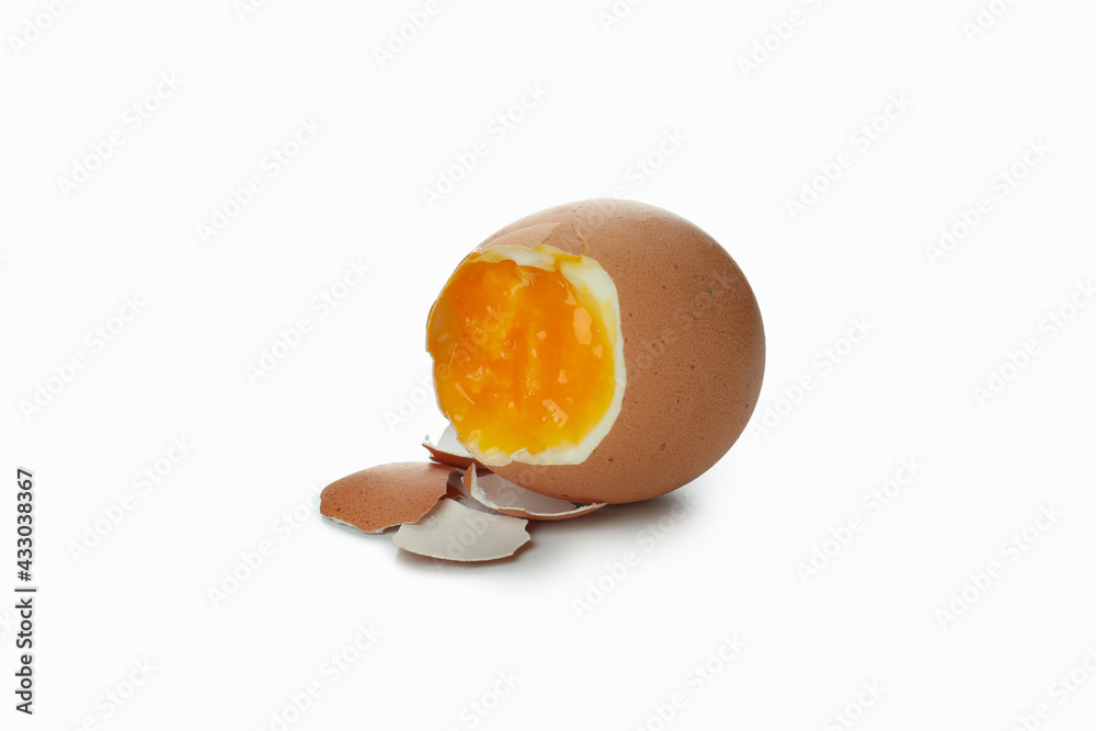 Tasty boiled egg isolated on white background
