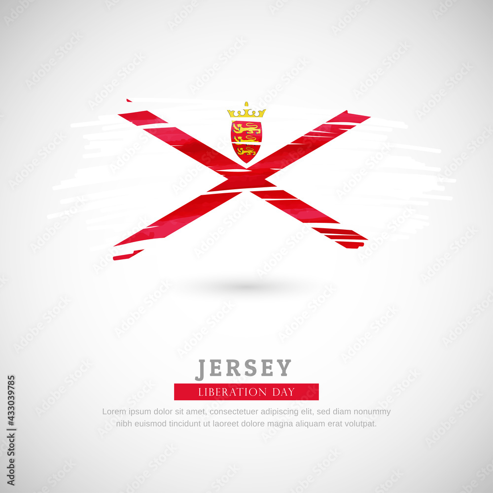 Brush flag of Jersey country. Happy liberation day of Jersey with grungy flag background Brush flag of Jersey country. Happy liberation day of Jersey with grungy flag background