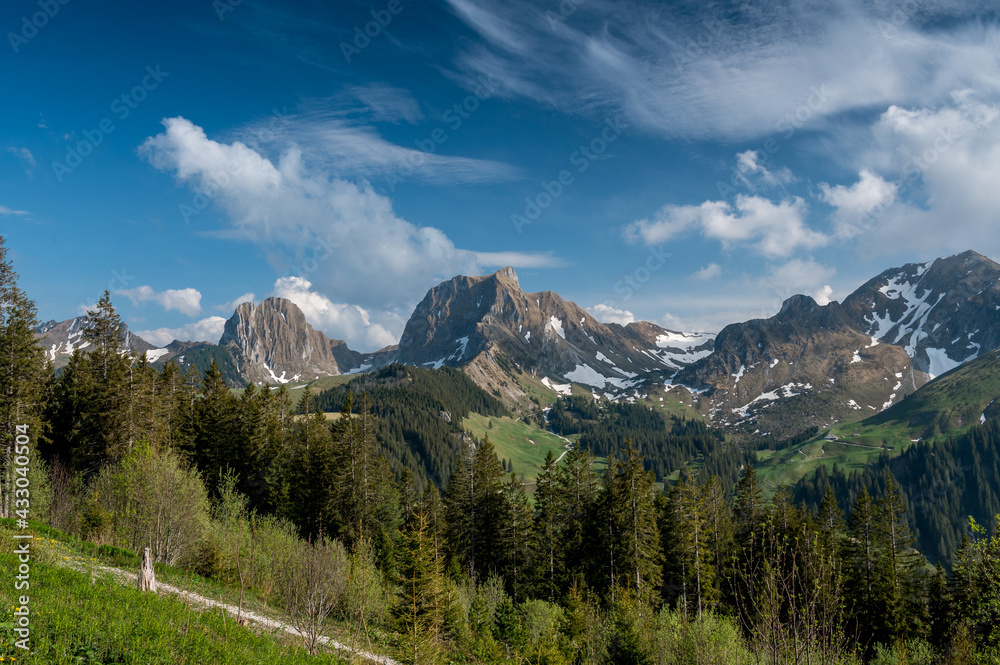 peaks of Gantrisch Ridge in spring