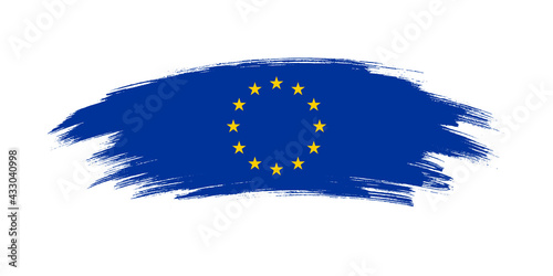 Artistic grunge brush flag of European Union isolated on white background