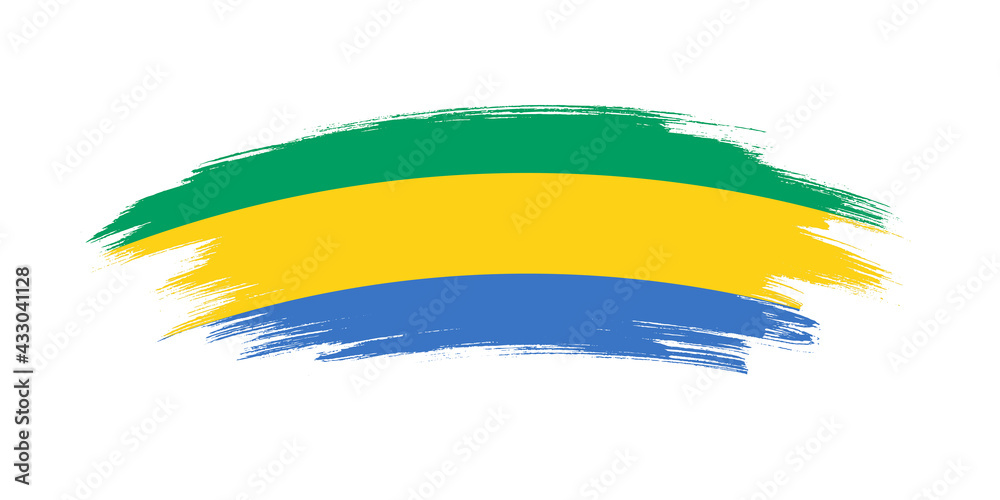 Artistic grunge brush flag of Gabon isolated on white background