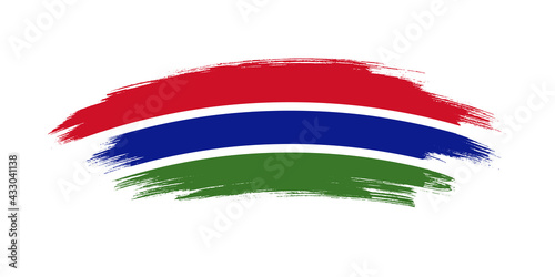 Artistic grunge brush flag of Gambia isolated on white background