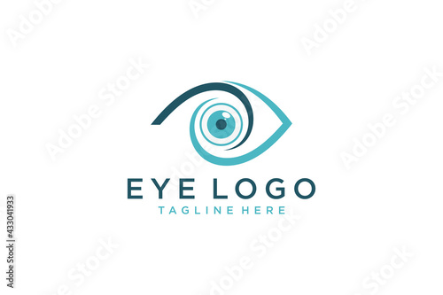 Eye vector logo design template. Modern minimal flat design style. Vector illustration.