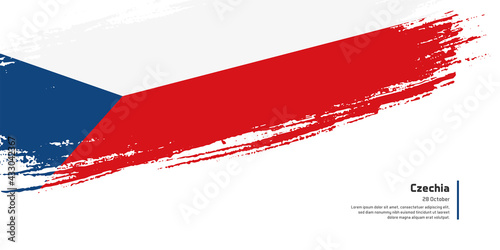 Creative hand drawing brush flag of Czechia country for special independence day