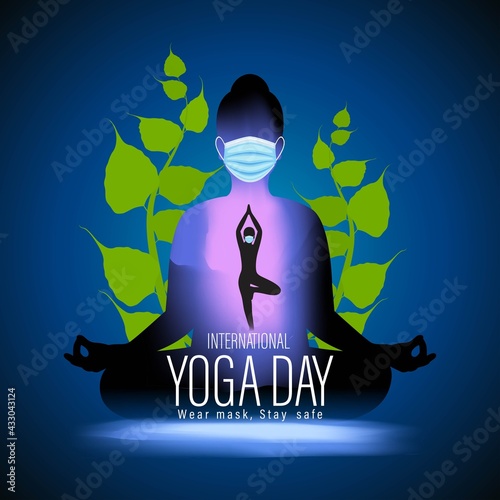 Vector illustration of International Yoga day concept banner, 21 June.