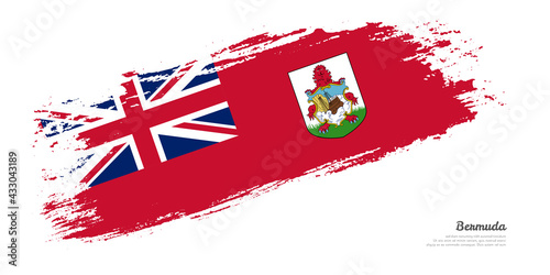 Hand painted brush flag of Bermuda country with stylish flag on white background
