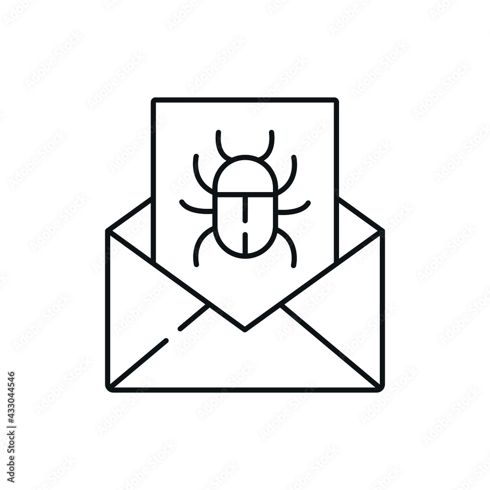 Virus file linear icon. Phishing and spam. Hacking. Thin line customizable illustration. Contour symbol. Vector isolated outline drawing. Editable stroke Virus file linear icon. Phishing and spam. Hacking. Thin line customizable illustration. Contour symbol. Vector isolated outline drawing. Editable stroke