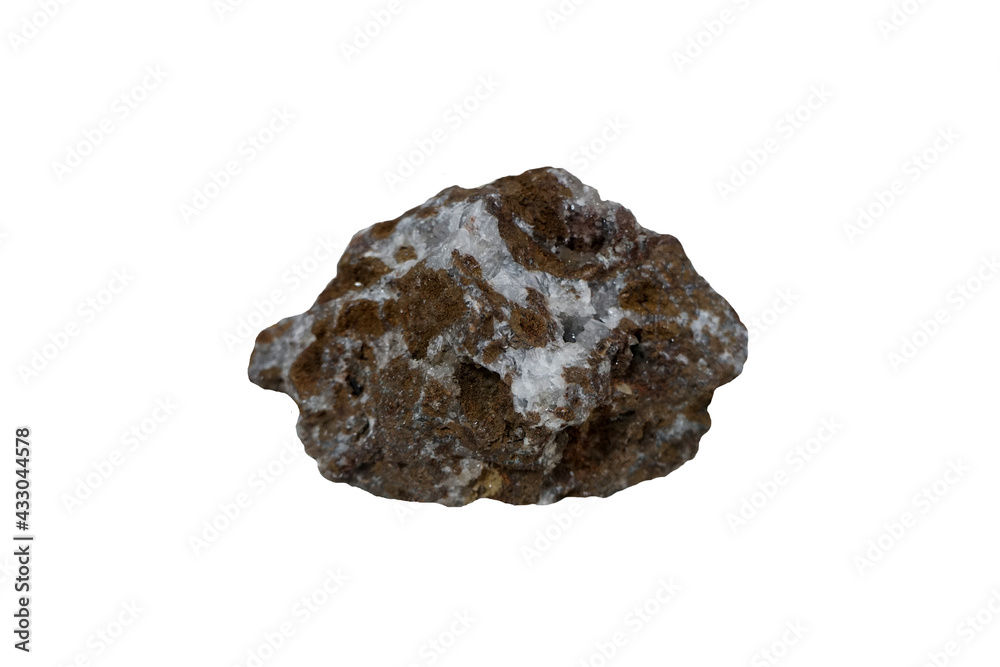 hemimorphite and smithsonite stone isolated on white background. 