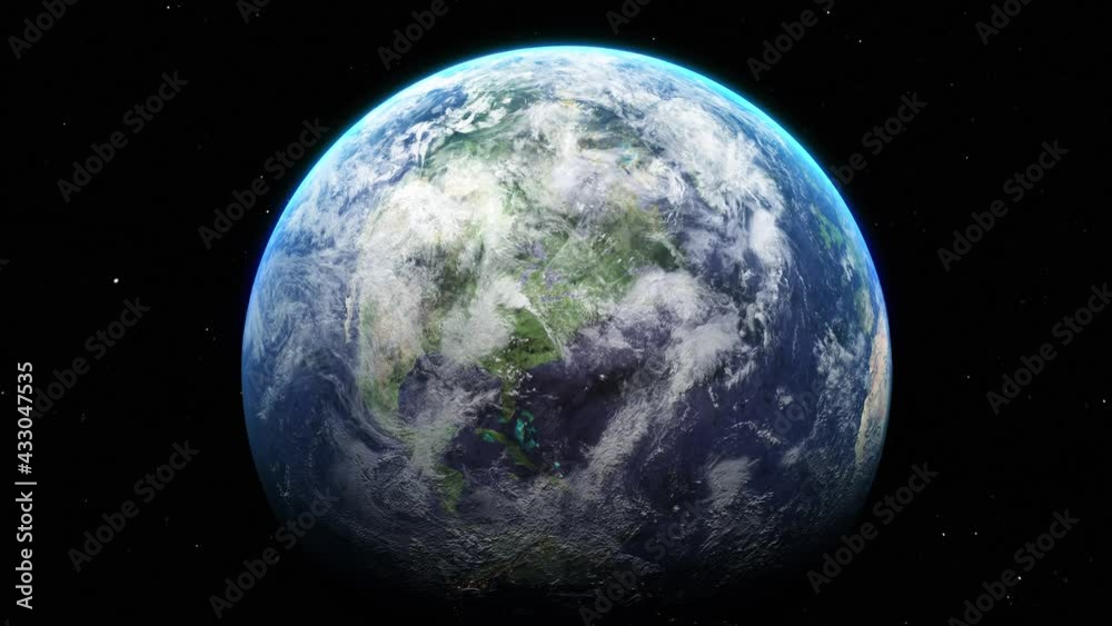 Sunrise and shadow on the earth in space with star in universe. World realistic atmosphere 3D volumetric clouds texture surface.  Elements of this image are furnished by NASA
