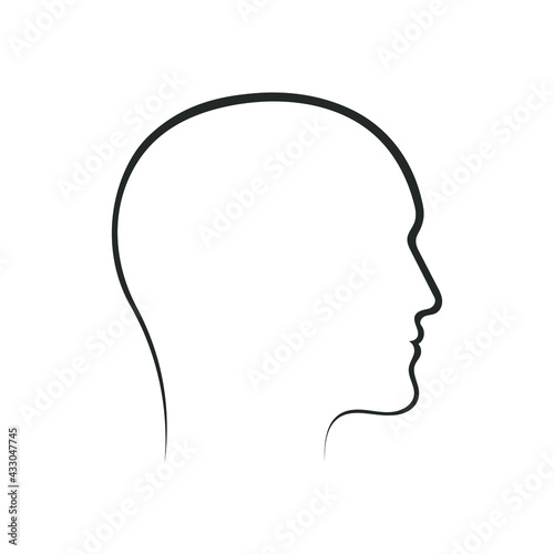 Male head graphic icon. Head man linear sign isolated on white background. Contour of profile. Vector illustration