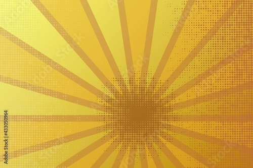Retro rays comic yellow and brown background raster gradient halftone and dotted shades pop art style. Vector illustration eps 10 vintage pop art background