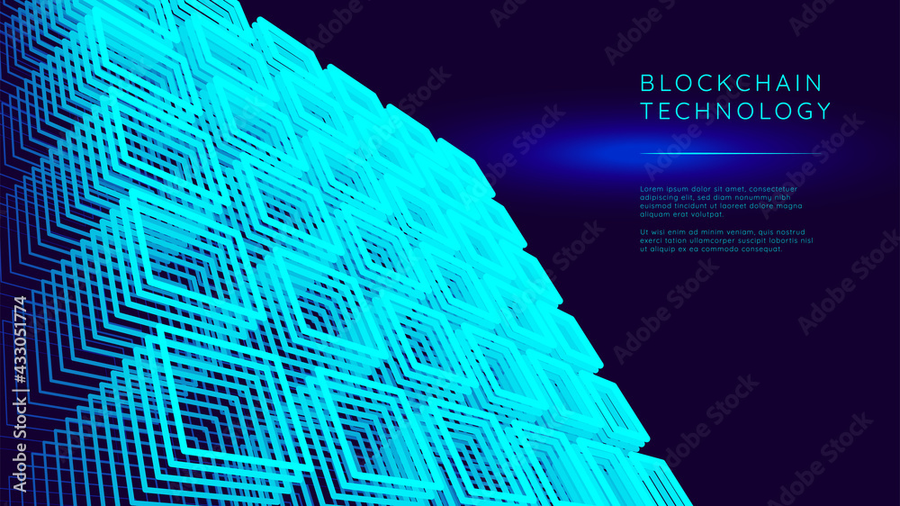Technology concept background banner, big data analytics, blockchain ...