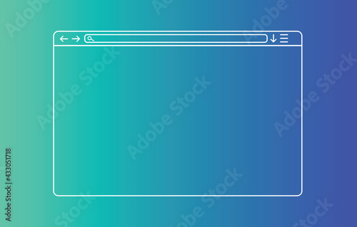Web browser window. Template of website interface. Social media style of outline browser. Mockup of web window in simple linear design. Search bar with loupe and arrows